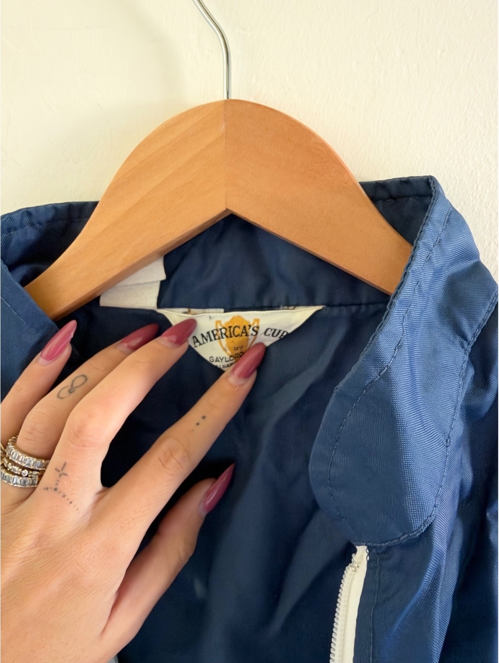 Vintage America’s Cup Gaylord Windbreaker Jacket Navy Red Medium 80s 90s Sailing - Picture 3 of 3